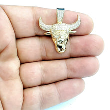 Load image into Gallery viewer, 10k yellow Gold Taurus bull zodiac Pendant cubic zirconia fine gift jewelry 4.6g