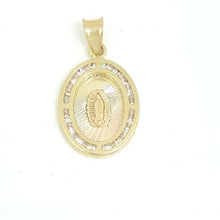 Load image into Gallery viewer, 14k gold oval virgin Mary Guadalupe pendant charm religious gift jewelry 1.3g
