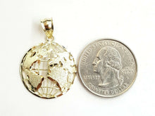 Load image into Gallery viewer, 10k yellow gold round globe planet earth world map pendant jewelry 0.88" 1.9g