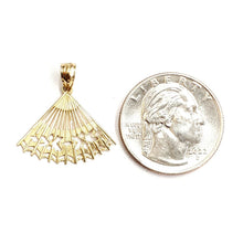Load image into Gallery viewer, New 14k Yellow Gold Hand Held Fan hand fan Pendant charm gift fine jewelry 1.2g