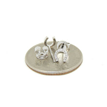 Load image into Gallery viewer, 14k white Gold 0.06Ct Diamond horseshoe stud Earrings gift Push Back Fastening