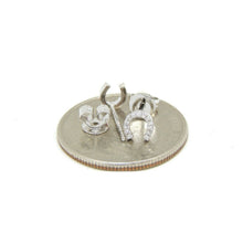 Load image into Gallery viewer, 14k white Gold 0.06Ct Diamond horseshoe stud Earrings gift Push Back Fastening