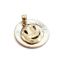 Load image into Gallery viewer, New 14k yellow gold round happy face emoji pendant charm gift fine jewelry 1.5g