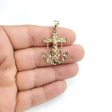 Load image into Gallery viewer, New 10k solid yellow Gold Jesus anchor and wheel Pendant charm fine jewelry 2.9g