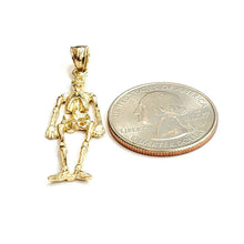 Load image into Gallery viewer, 14k yellow Gold Skeleton Skull mummy Bone Pendant charm Gift fine jewelry 2.9g