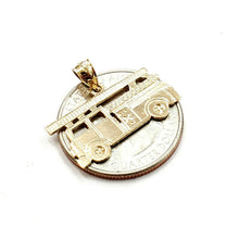 Load image into Gallery viewer, 14k yellow Gold fire truck engine firefighting car Pendant charm fine jewelry 1.8g