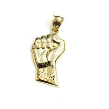 Load image into Gallery viewer, 10k yellow gold fist BLM black lives matter pendant charm jewelry unisex 1.9g