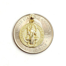 Load image into Gallery viewer, New 10k yellow gold round saint benedict san Benito pendant jewelry 0.58" 1.6g