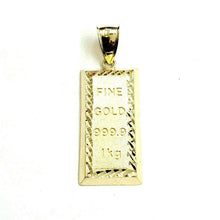 Load image into Gallery viewer, New 10k Yellow Gold 999.9 fine gold bar brick bar Pendant charm diamond cut 3.5g