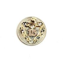 Load image into Gallery viewer, New 14k tri color Gold heart 15 años 15 years Pendant charm fine jewelry 1.9g