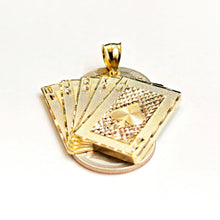Load image into Gallery viewer, 14k yellow Gold royal flush spade A K Q J 10 poker cards Pendant jewelry 8.2g