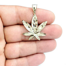 Load image into Gallery viewer, New 10k yellow gold marijuana leaf weed pendant diamond cut medical jewelry 2.7g