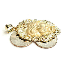 Load image into Gallery viewer, 14k yellow solid Gold lion Leo head face zodiac Pendant charm fine jewelry 13.7g