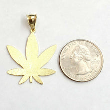 Load image into Gallery viewer, New 10k yellow gold marijuana leaf weed pendant diamond cut medical jewelry 2.7g