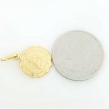 Load image into Gallery viewer, 14k yellow gold round hollow angel pendant charm fine gift jewelry 0.60" 1.5g
