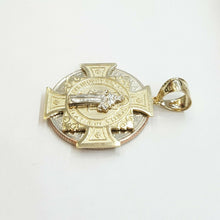Load image into Gallery viewer, 14k gold two tone saint benedict san benito cross pendant religious jewelry 3.4g