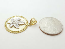 Load image into Gallery viewer, 10k two-tone gold marijuana leaf pendant cubic Zirconia jewelry 0.97" 4.5g