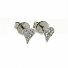 Load image into Gallery viewer, 14k white Gold 0.05Ct Round Diamonds heart stud Earrings Push Back Fastening