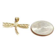 Load image into Gallery viewer, New 14k yellow gold dragonfly Pendant charm gift fine jewelry 1.8g