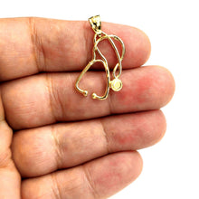 Load image into Gallery viewer, 14K Yellow Gold 3D medical stethoscope doctor nurse Pendant Fine Jewelry 2.2g