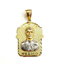 Load image into Gallery viewer, 14k two tone gold Jesus malverde narco saint Sinaloa pendant diamond cut 8.7g