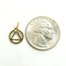 Load image into Gallery viewer, 14k yellow Gold Tiny Alcoholics Anonymous circle triangle AA Symbol Pendant 0.7g