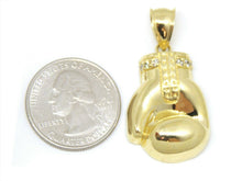 Load image into Gallery viewer, 10k yellow Gold boxing glove Pendant cubic zirconia gift sport fine jewelry 7.5g