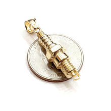 Load image into Gallery viewer, 14k yellow Gold 3D spark plug Pendant charm automobile engine fine jewelry 8.5g
