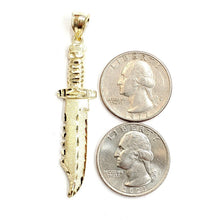 Load image into Gallery viewer, New 10k yellow Gold dagger knife Pendant charm fine gift jewelry for men 3.5g