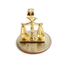 Load image into Gallery viewer, 14k yellow Gold 3D libra zodiac sign Pendant scale charm fine gift jewelry 4.4g