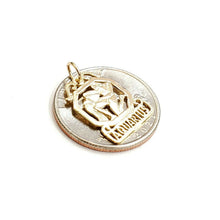 Load image into Gallery viewer, 14k yellow Gold Aquarius zodiac sign astrology Pendant charm fine jewelry 1.4g