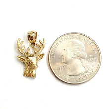 Load image into Gallery viewer, 14k yellow Gold deer buck male head wild Animal Pendant charm gift jewelry 2g
