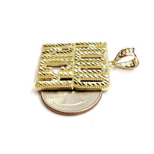 Load image into Gallery viewer, New 10k yellow Gold Hood Rich word Pendant charm diamond cut fine jewelry 7.2g