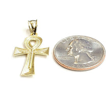 Load image into Gallery viewer, 10k yellow gold Egyptian ankh cross pendant charm fine religious jewelry 1.6g