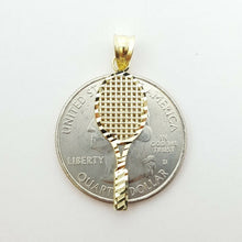 Load image into Gallery viewer, New 10k yellow gold tennis racket pendant fine sport gift jewelry unisex 0.9g
