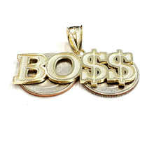 Load image into Gallery viewer, New 10k yellow Gold Boss dollar sign word Pendant charm fine gift jewelry 6.4g
