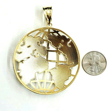 Load image into Gallery viewer, 10k yellow gold round globe planet earth world map pendant jewelry 2.56" 19.9g