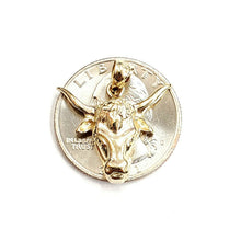 Load image into Gallery viewer, New 14k yellow Gold taurus bull head zodiac Pendant charm fine gift jewelry 3.7g