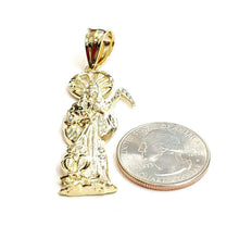 Load image into Gallery viewer, 10k yellow gold Santa Muerte holy death Pendant fine gift jewelry unisex 5.4g