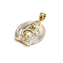 Load image into Gallery viewer, 10k two tone gold buddha Buda Buddah pendant charm religious fine jewelry 2.5g