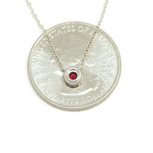Load image into Gallery viewer, New 14k white Gold 0.18Ct real Diamond & ruby necklace gift 18" adjustable chain