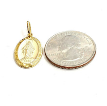 Load image into Gallery viewer, 14k solid yellow gold oval virgin Miraculous Milagrosa pendant religious 2.5g