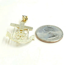 Load image into Gallery viewer, New 10k solid yellow Gold Jesus anchor and wheel Pendant charm fine jewelry 3.1g
