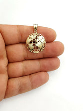 Load image into Gallery viewer, 10k yellow gold round globe planet earth world map pendant jewelry 0.88" 1.9g
