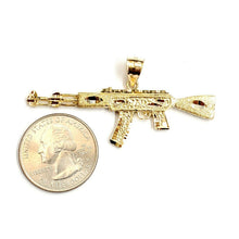 Load image into Gallery viewer, 14k yellow Gold AK-47 machine gun military rifle Pendant charm fine gift 10.3g