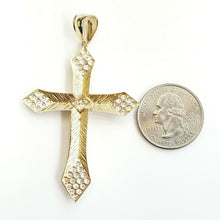 Load image into Gallery viewer, 10k yellow gold cross Jesus pendant with cubic zirconia fine gift jewelry 6.7g