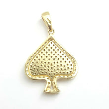 Load image into Gallery viewer, 14k yellow Gold Ace of spade Pendant with cubic zirconia fine gift jewelry 4.6g