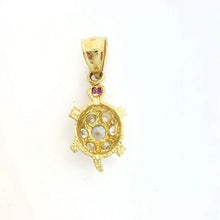 Load image into Gallery viewer, 14k yellow gold turtle full body pendant cubic zirconia fine jewelry 1.5g