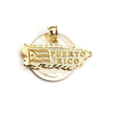 Load image into Gallery viewer, New 10k yellow gold Puerto Rico outline map pendant charm gift fine jewelry 2.9g