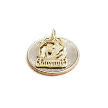 Load image into Gallery viewer, 14k yellow Gold Aquarius zodiac sign astrology Pendant charm fine jewelry 1.4g